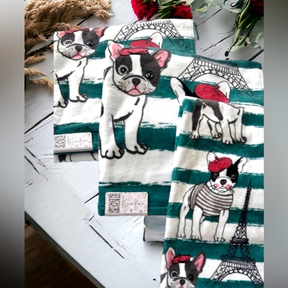 Frenchie French Bulldog Boston Terrier in Paris Bath 3-Pc Towel Set